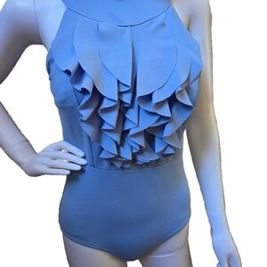 Blue Ruffled Bodysuit